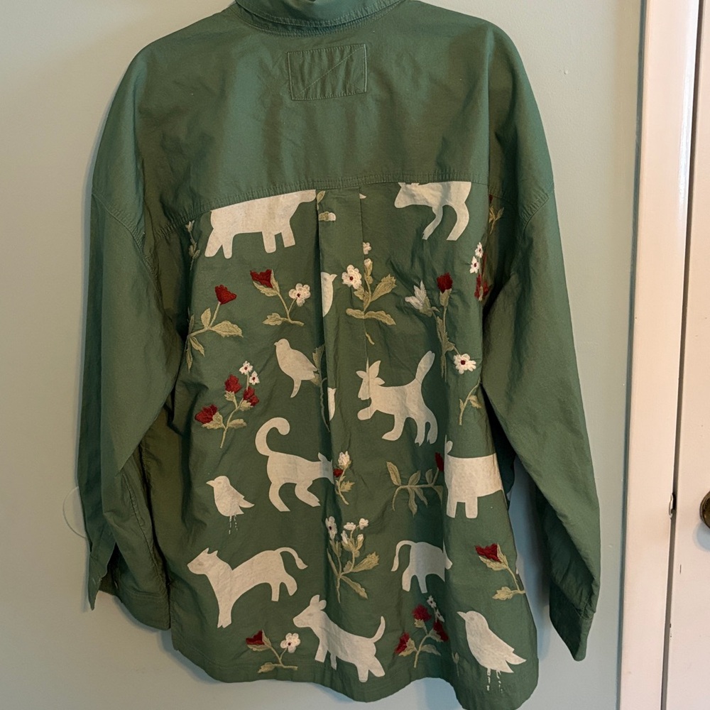 We The Free oversized, long shacket,  Hand appliquéd - Picture 2 of 3